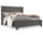 Lit plateforme de rangement Koda en bois avec tête de lit et cadre de lit, gris - format très grand lit