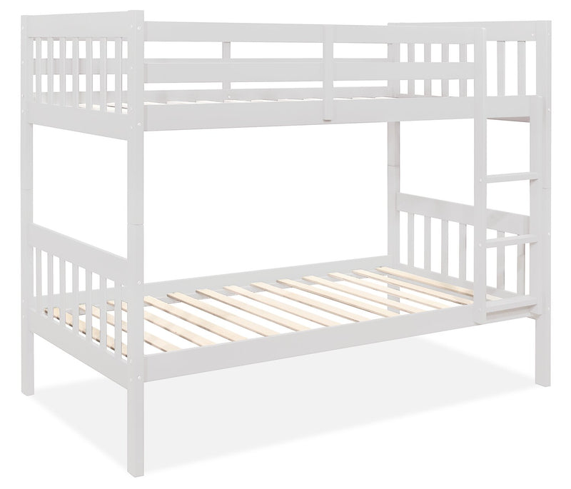 Lits superposés Miko pour enfants avec échelle et garde-corps, blanc - simple et simple