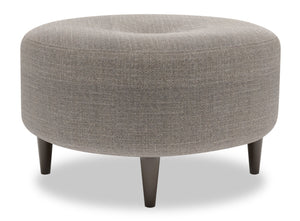 Pouf personnalisable The Curve de Sofa Lab de 31 po fabriqué au Canada en tissu d’apparence lin - gris Luna Smoke