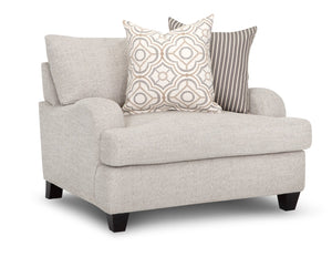 Fauteuil une place et demie Ainsley de 48 po en tissu d’apparence lin avec 2 coussins décoratifs - beige lin