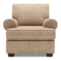  Fauteuil Roll de Sofa Lab de 42 po fabriqué au Canada en tissu de chenille avec accoudoirs enroulés - taupe Luxury Taupe 