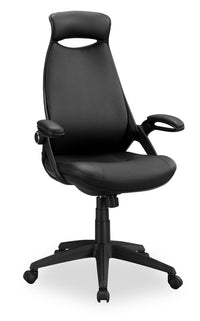 Fauteuil président Kegan de 28 po en similicuir - noir