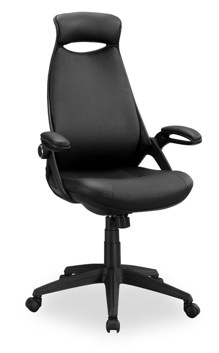 Fauteuil président Kegan de 28 po en similicuir - noir 