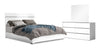 Ensemble de chambre à coucher Raia 5 pièces avec lit à panneaux, commode et miroir - fabriqué en Italie, moderne, blanc - format grand lit