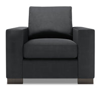  Fauteuil Track de Sofa Lab de 38 po fabriqué au Canada en tissu d’apparence lin avec accoudoirs rectilignes - gris Pax Pepper 