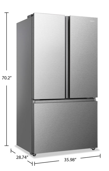 Réfrigérateur Hisense de 22,5 pi³ et de 36 po à portes françaises - acier inoxydable - RF225A3CSE