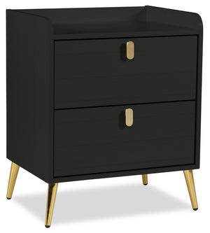 Table de nuit Gabi de 21,5 po (l) x 25 po (H) à 2 tiroirs avec touche dorée - noire