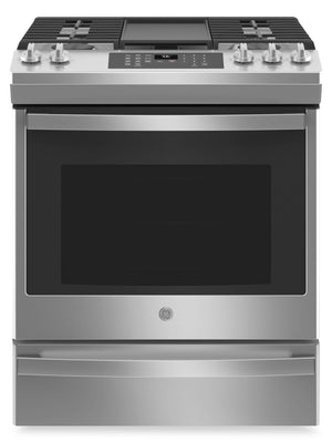 Cuisinière à gaz GE de 5,6 pi3 à convection avec friture à air sans préchauffage - JCGS760SPSS