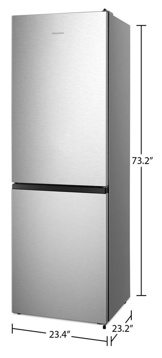 Réfrigérateur Hisense de 10,7 pi³ et de 23,4 po à congélateur inférieur - titane - RB12A2CSE