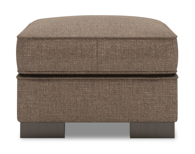 Pouf personnalisable Track de Sofa Lab de 24 po fabriqué au Canada en tissu d’apparence lin - brun Luna Praline