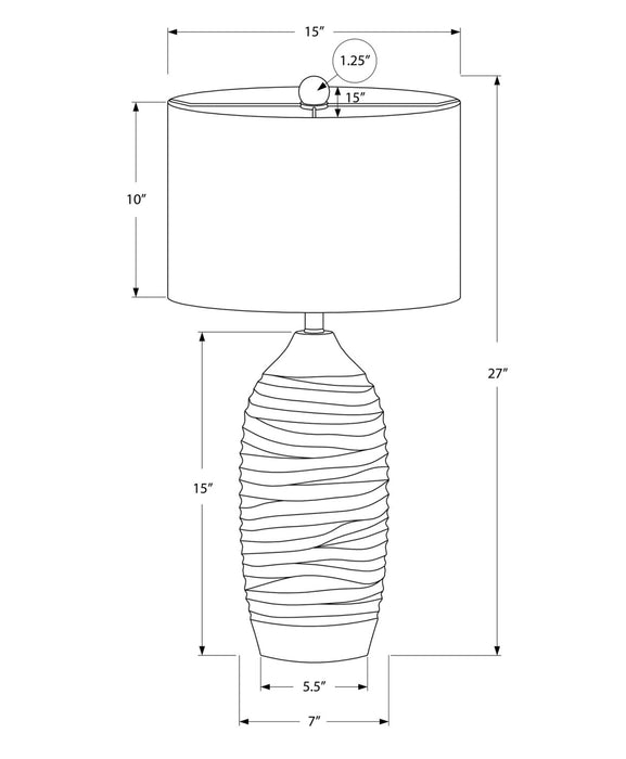 Lampe de table de 27 po en résine texturée grise