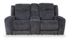 Causeuse à inclinaison électrique Atlantis de 72 po en tissu avec console de rangement, ports USB et position zéro gravité - gris foncé