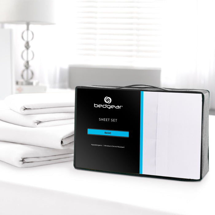 Ensemble de draps Basic BEDGEARMD 4 pièces pour lit double - blanc