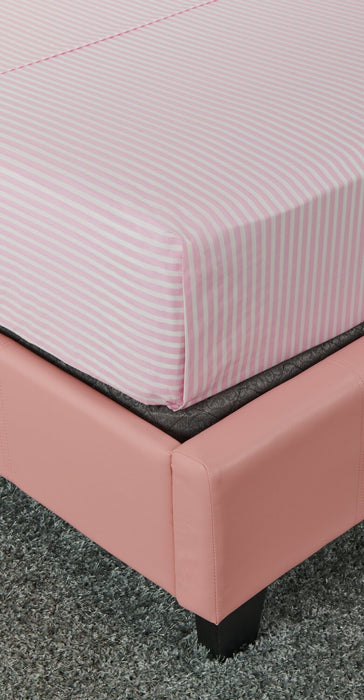 Ensemble de draps Hallie de 3 pièces rayés en coton pour lit simple - rose