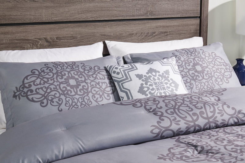 Ensemble d'édredon Arista 4 pièces pour lit double ou grand lit - gris