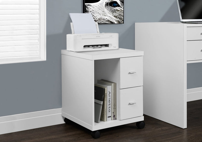 Classeur Willis de 17,75 po avec 2 tiroirs et rangement ouvert sur roulettes - blanc