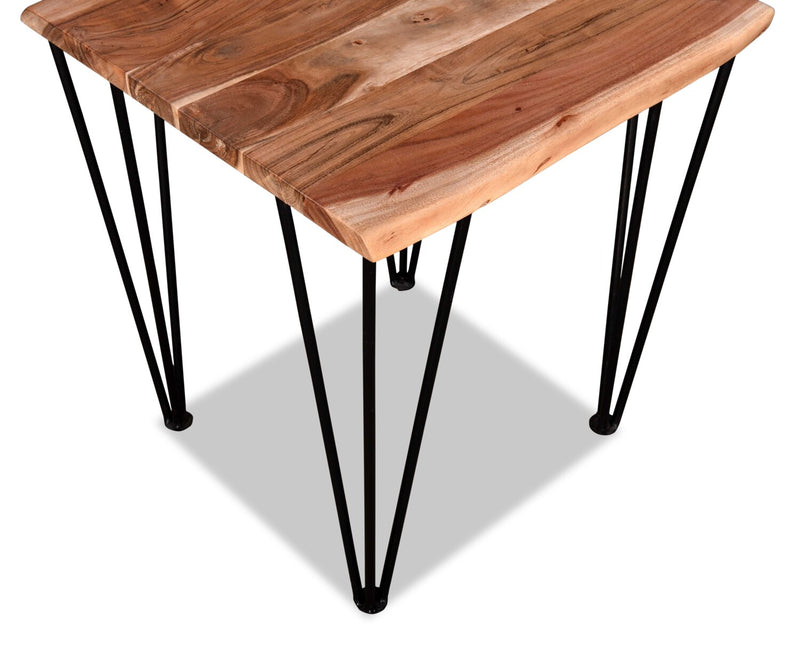 Table de bout rustique Kaleb de 22 po - brune et noire avec pattes en métal