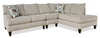 Sofa sectionnel de droite Nofia 3 pièces fabriqué au Canada en tissu de chenille avec coussins décoratifs et pattes en bois - beige lin