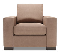  Fauteuil Track de Sofa Lab de 38 po fabriqué au Canada en tissu d’apparence lin avec accoudoirs rectilignes - brun Pax Wicker 