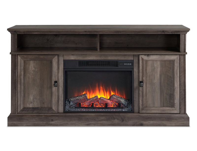 Ollie 60" TV Stand with Log Fireplace 