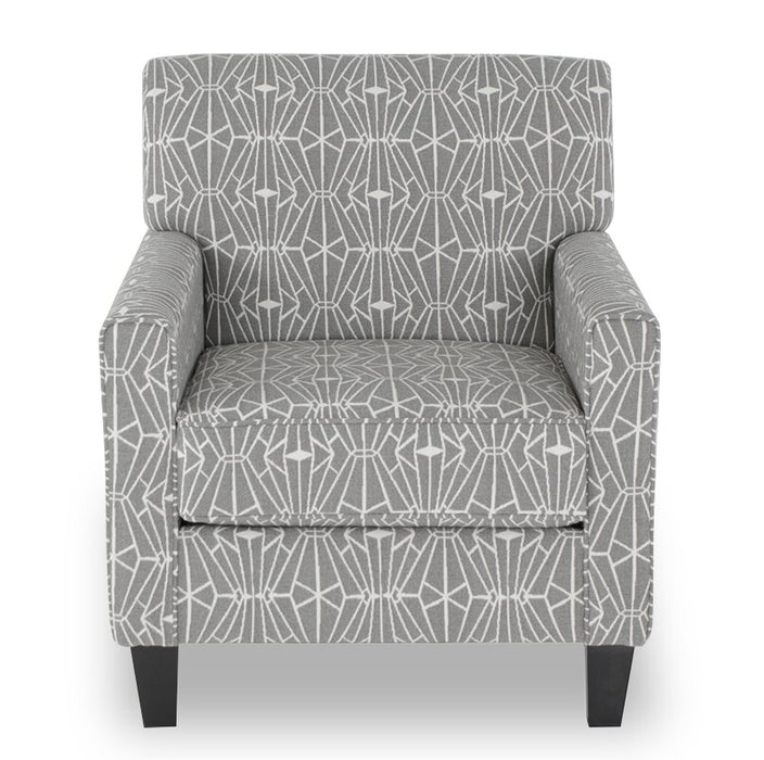 Fauteuil d’appoint Kylie de Cindy Crawford Home de 30 po fabriqué au Canada en tissu d’apparence lin - emblème anthracite