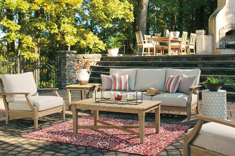 Fauteuil Juno pour la terrasse à l’extérieur - eucalyptus et tissu Nuvella, résistante aux rayons UV et aux intempéries - naturelle et beige