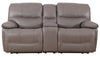 Causeuse à inclinaison électrique Franco de 79 po en cuir véritable avec position zéro gravité, console de rangement et ports USB - grise