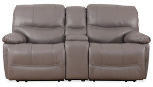 Causeuse à inclinaison électrique Franco de 79 po en cuir véritable avec position zéro gravité, console de rangement et ports USB - grise