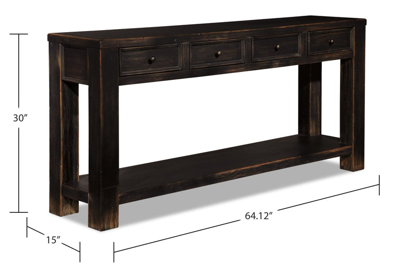 Table de salon rustique Breda de 64,12 po avec rangement et tablett... - Brick Table de salon rustique Breda de 64,12 po avec rangement et tablett... - Brick