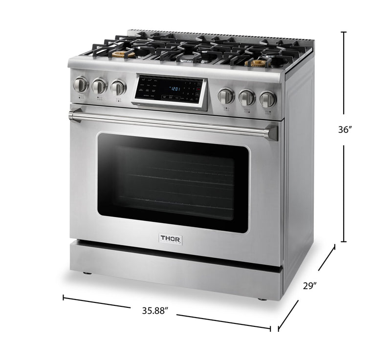 Cuisinière professionnelle à gaz Thor Kitchen de 6 pi³ à panneau inclinable - TRG3601