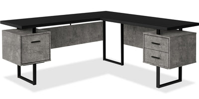 Marnie Reversible L-Shaped Corner Desk - Black Concrete-Look 