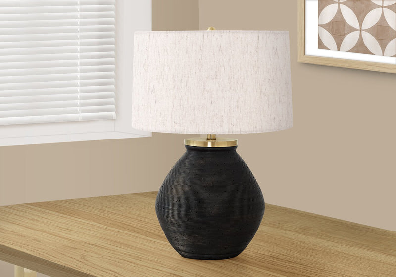 Lampe de table de 25 po béton noir avec touches dorées