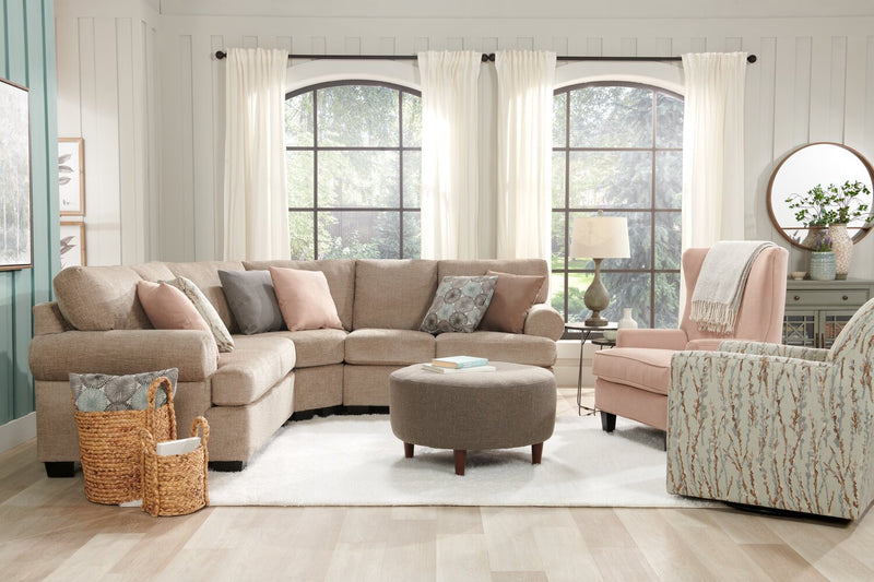 Fauteuil d’appoint à oreilles de Sofa Lab personnalisable de 32 po fabriqué au Canada en tissu d’apparence lin - rose Pax Rose