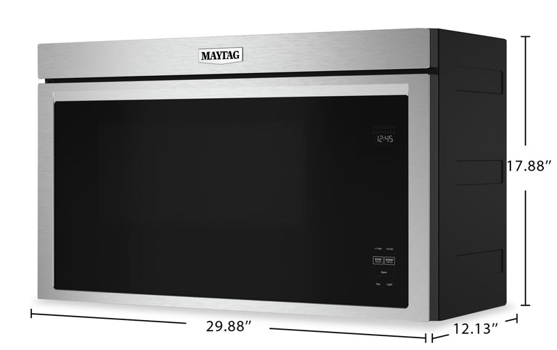 Four à micro-ondes à hotte intégrée Maytag de 1,1 pi³ à installation affleurée avec cuisson à 900 W - acier inoxydable résistant aux traces de doigts - YMMMF6030PZ