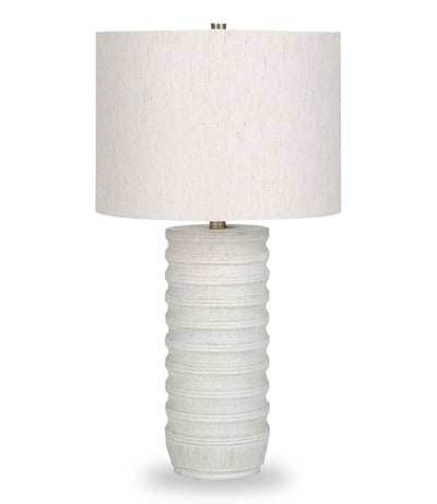 28" Cream Textured Resin Table Lamp with Ivory Shade|Lampe de table de 28 po en résine texturée crème avec abat-jour ivoire