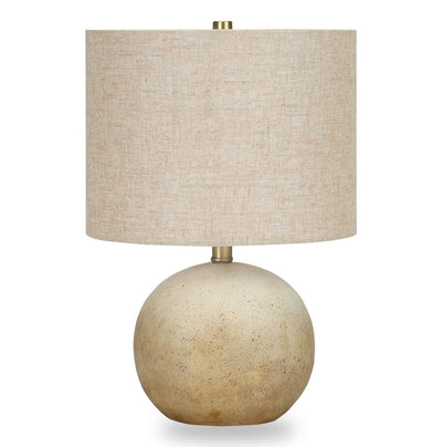 20" Beige Concrete Table Lamp with Linen Shade|Lampe de table de 20 po béton beige avec abat-jour lin