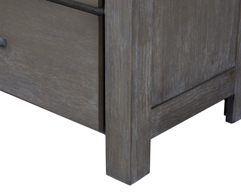 Commode Koda de 60 po (L) x 36 po (H) à 6 tiroirs en acacia pour la chambre à coucher - grise