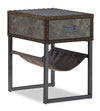 Table de fauteuil industrielle Lonzo de 16 po avec rangement et tablette - bronze et grise avec pattes en métal