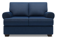  Causeuse Roll de Sofa Lab de 64 po fabriquée au Canada en tissu d’apparence lin avec accoudoirs enroulés - bleu Pax Navy 