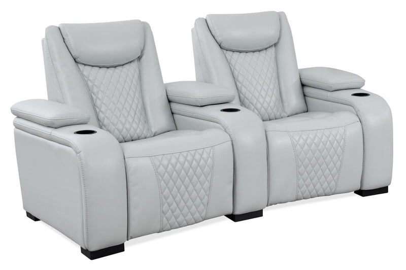 Sièges à inclinaison électrique de cinéma maison Cinema de 79,6 po en tissu d’apparence cuir avec 2 sièges - gris brume cosmique