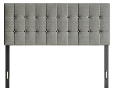 Ellis Upholstered Headboard in Grey Fabric, Button Tufted - Full Size | Tête de lit rembourrée Ellis en tissu gris avec capitonnage à boutons - format lit double