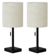 Ensemble 2 lampes de table de 17 po en métal noir avec recharge USB