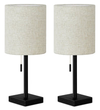 Ensemble 2 lampes de table de 17 po en métal noir avec recharge USB