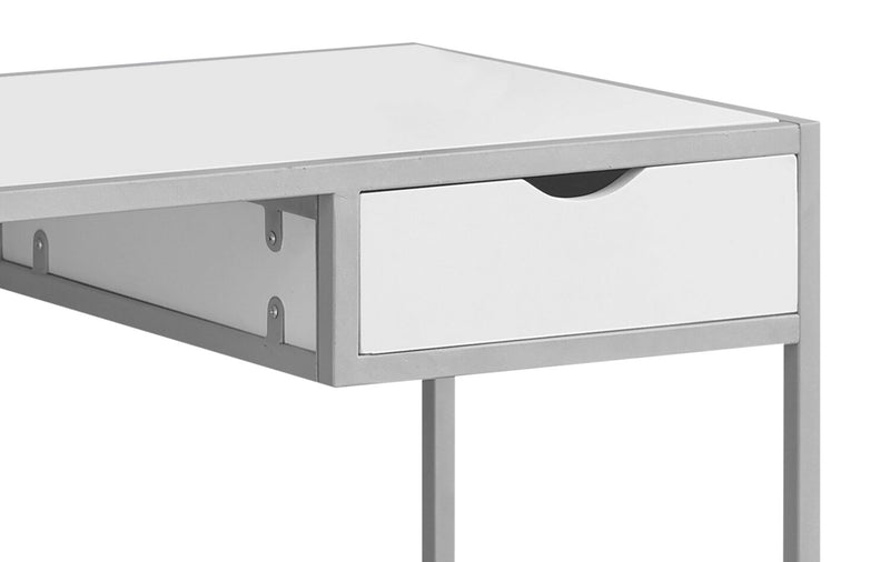 Bureau Everly de 42,25 po avec tiroir - blanc et argenté