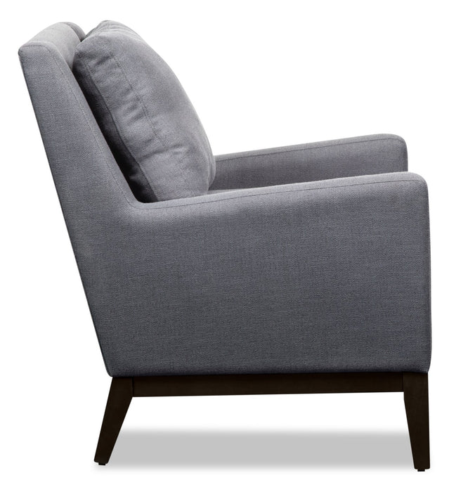 Fauteuil d’appoint Adel de 28,5 po en tissu d’apparence lin avec base en bois - gris foncé