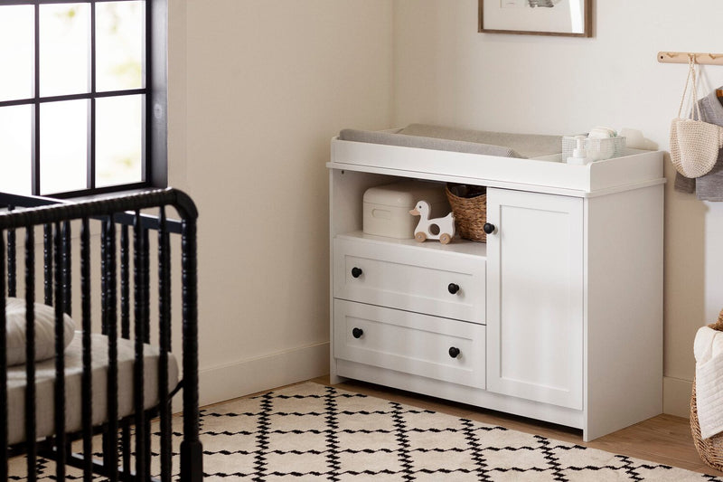 Table à langer Zoe pour bébé avec tiroirs de rangement - blanche