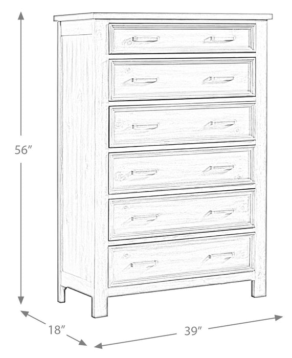 Commode verticale Levi de 39 po (L) x 56 po (H) à 6 tiroirs en bois pour la chambre à coucher - gris bois de grève