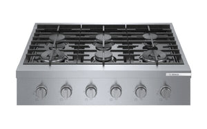 Surface de cuisson à gaz Bosch de série 800 de 36 po à 6 brûleurs– RGM8658UC