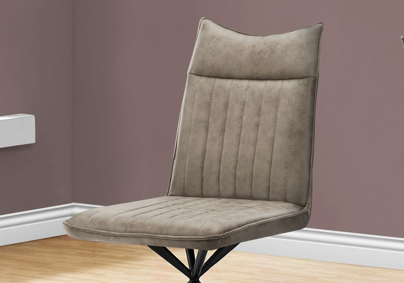 Chaise de salle à manger Ravi en tissu de cuir végétalien et en métal - taupe
