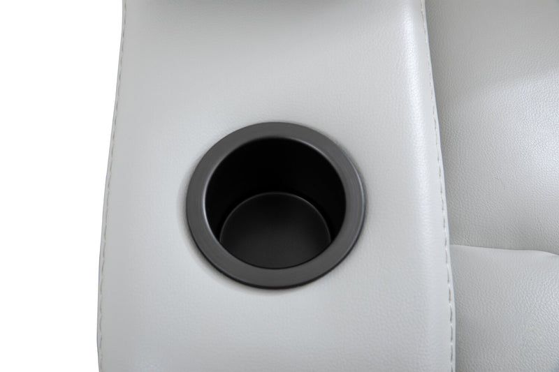 Sofa sectionnel à inclinaison électrique Cinema 5 pièces en apparence cuir avec appuie-têtes électriques - gris brume cosmique